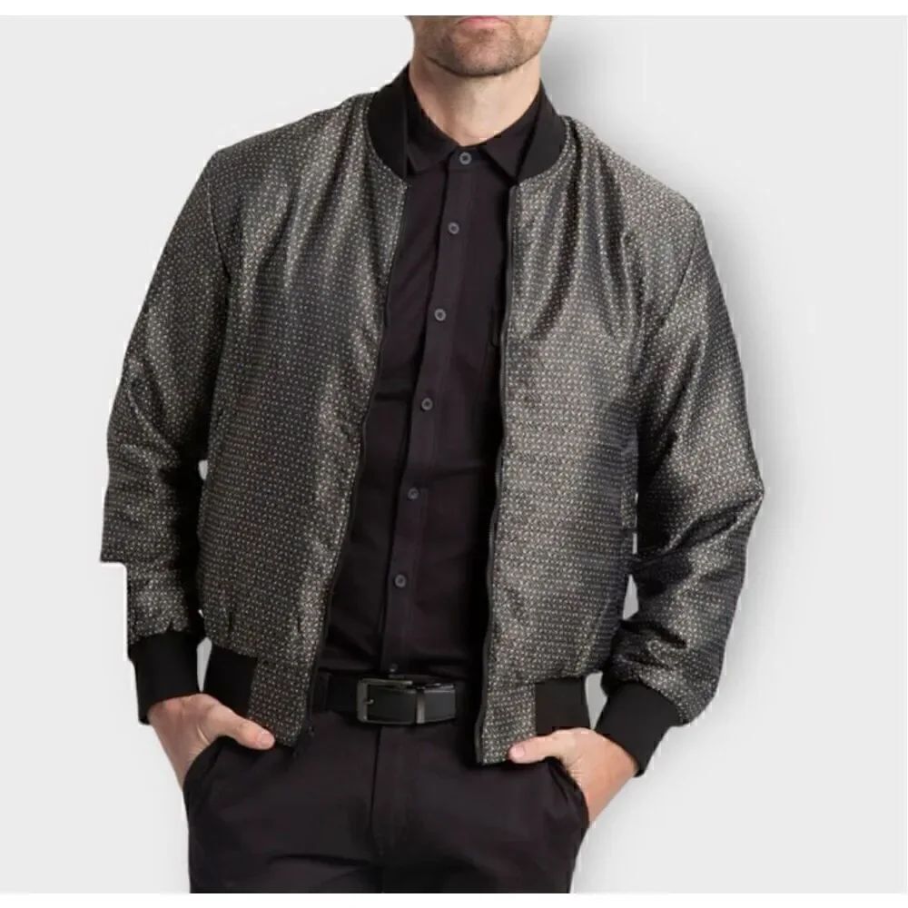 WRK Men’s Jacquard Reversible Bomber Jacket Olive Size Small